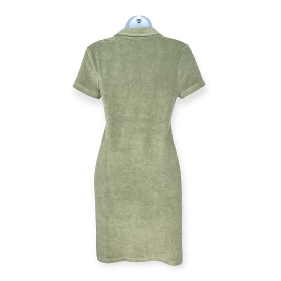 Topshop | Size 8 | Towelling Collared Mini Dress In Sage Green - Picture 7 of 12
